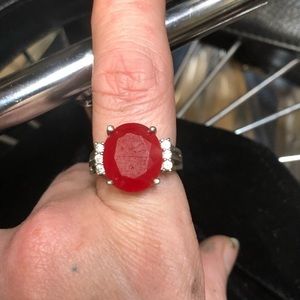 Red Ruby & Sterling Silver Ring size 7